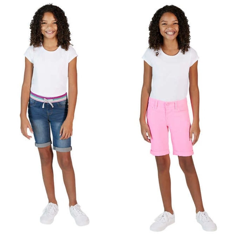 2 PACK VIGOSS Girl's Bermuda Stretch Jeans Shorts